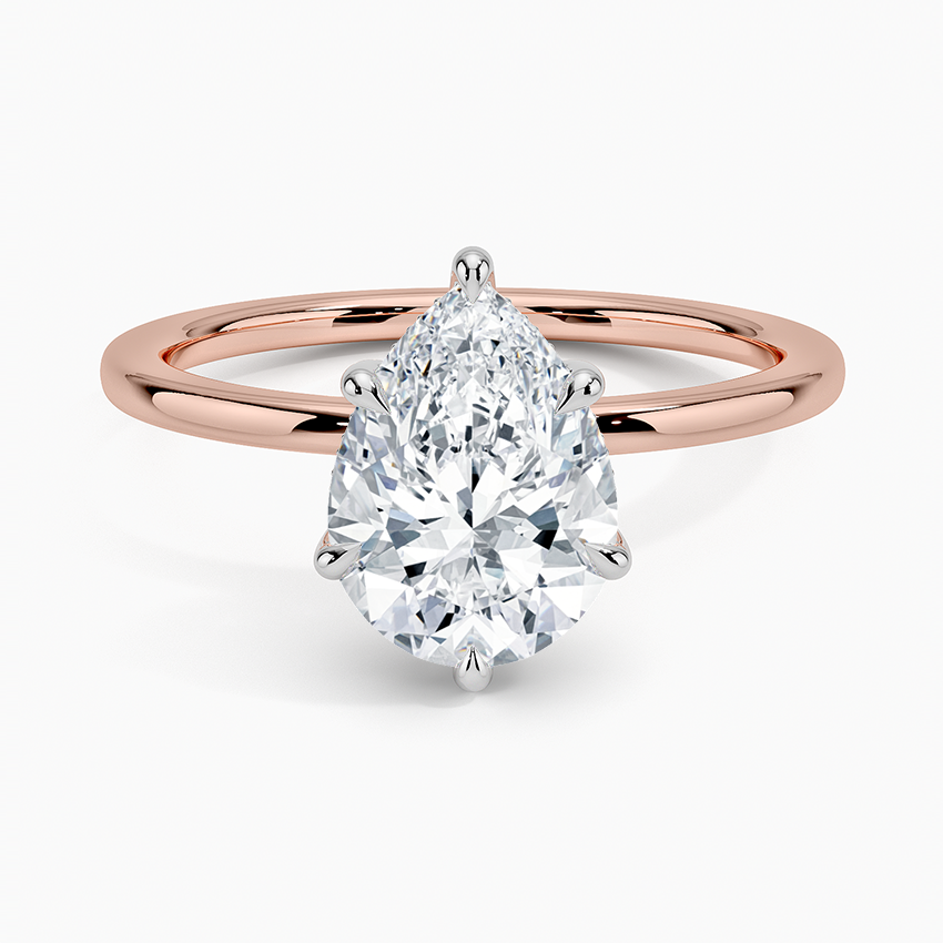 2.10 Karat Damla Kesim Hidden Halo Tasarım Tektaş Laboratuvar Pırlanta Yüzük 18K - Elora - Bold Diamonds