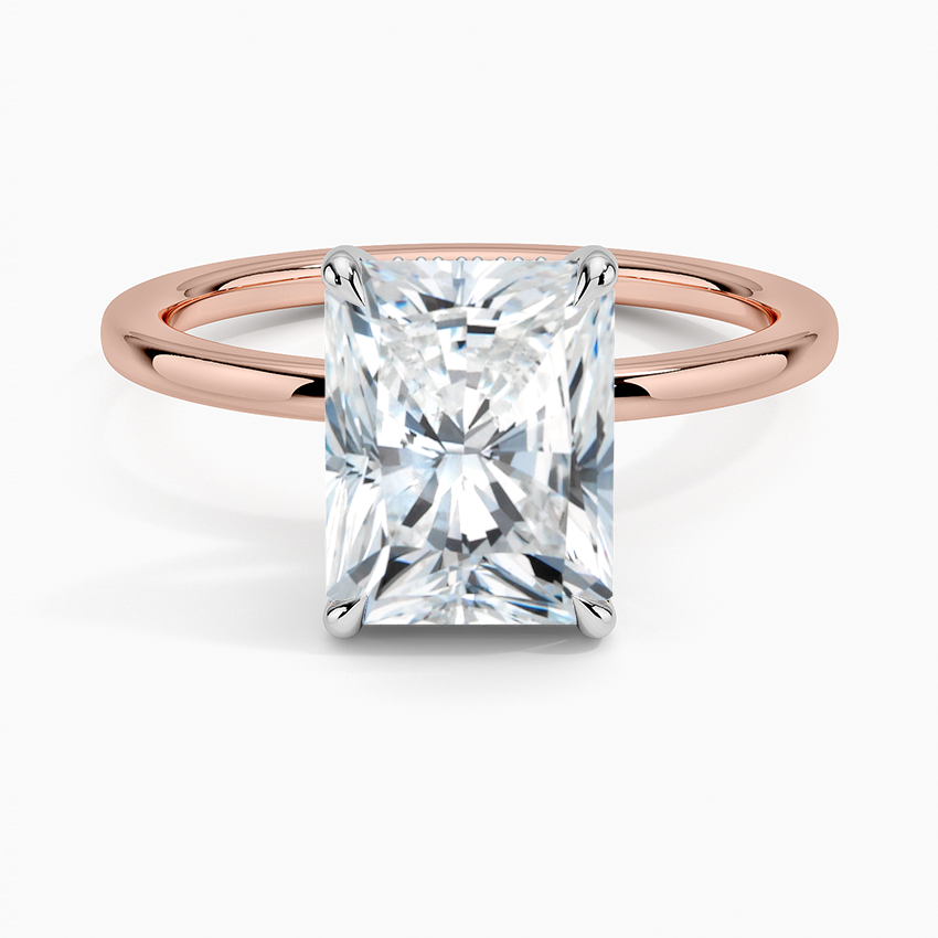 2.10 Karat Radiant Kesim Hidden Halo Tasarım Tektaş Laboratuvar Pırlanta Yüzük 18K - Elora - Bold Diamonds