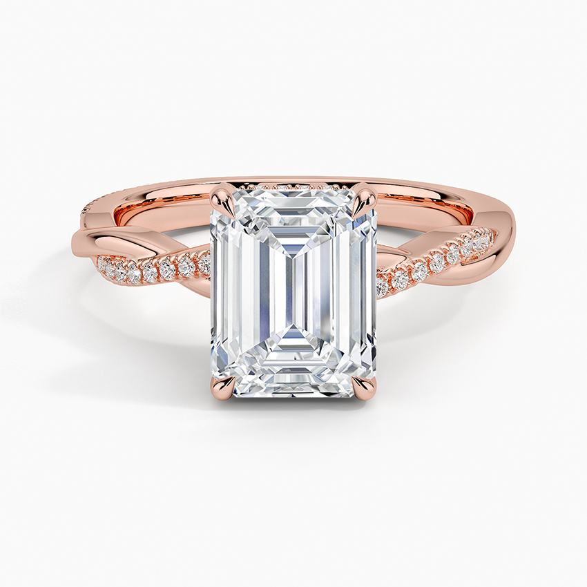 2.25 Karat Emerald Kesim Hidden Halo Tasarım Tektaş Laboratuvar Pırlanta Yüzük - Riga
