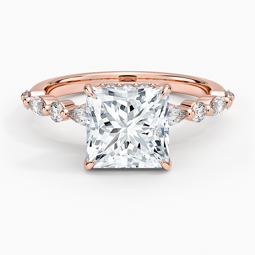 1.60 Carat Princess Halo Design Solitaire Lab Diamond Ring 18K - Florina