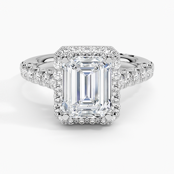 2.50 Karat Emerald Kesim Hidden Halo Tasarım Tektaş Laboratuvar Pırlanta Yüzük - Capri