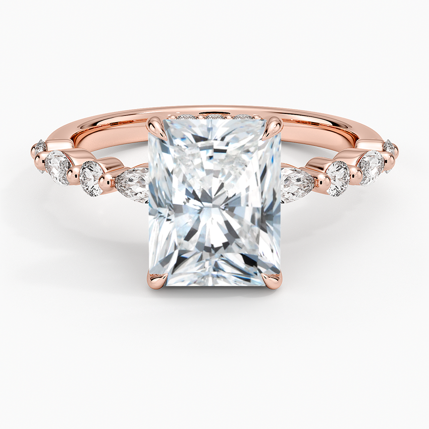 2.50 Karat Radiant Kesim Hidden Halo Tasarım Tektaş Laboratuvar Pırlanta Yüzük - Tokyo - Bold Diamonds
