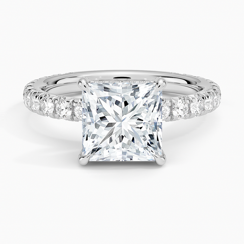 2.75 Karat Prenses Kesim Hidden Halo Tasarım Tektaş Laboratuvar Pırlanta Yüzük 18K - Selora - Bold Diamonds
