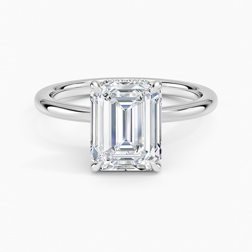 2.15 Karat Emerald Kesim Hidden Halo Tasarım Tektaş Laboratuvar Pırlanta Yüzük - Lyon