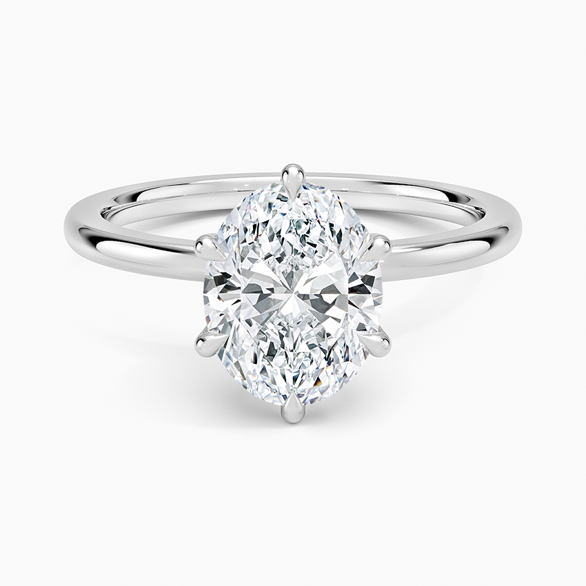 Altı Tırnak 2.15 Karat Oval Kesim Hidden Halo Tasarım Tektaş Laboratuvar Pırlanta Yüzük - Delora - Bold Diamonds