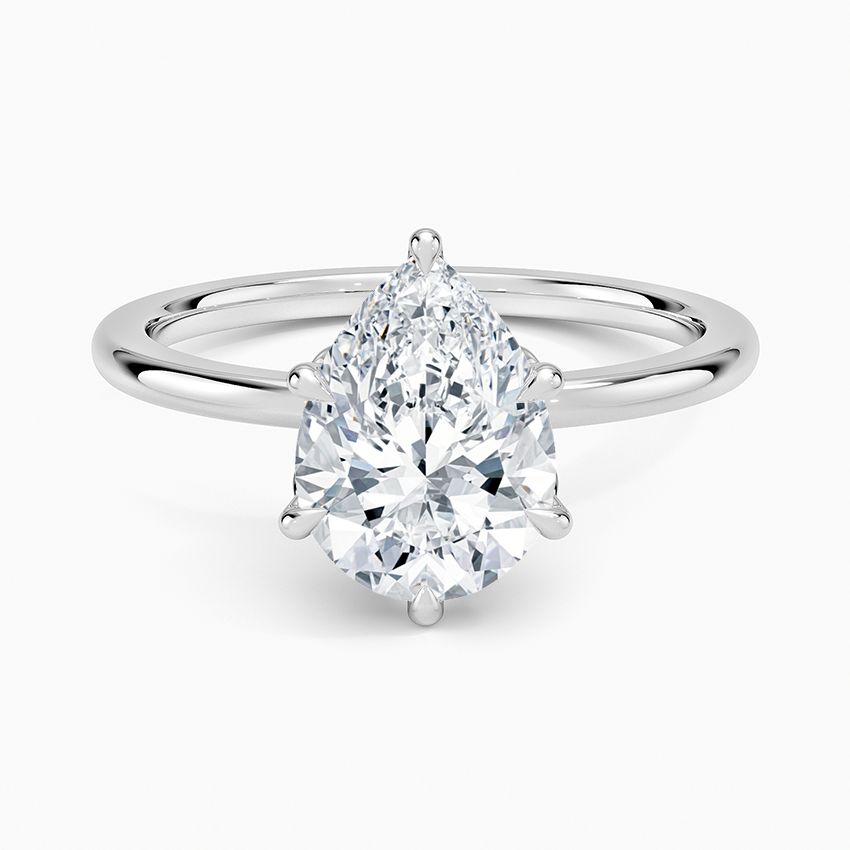 Altı Tırnak 2.15 Karat Damla Kesim Hidden Halo Tasarım Tektaş Laboratuvar Pırlanta Yüzük - Delora - Bold Diamonds