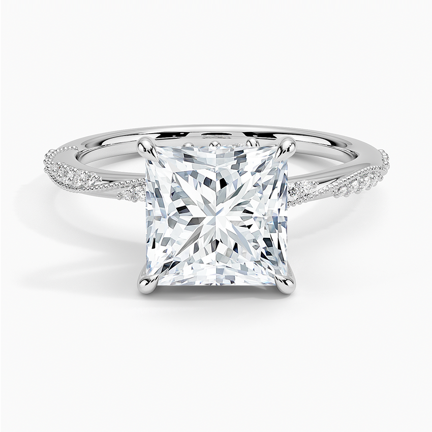 2.25 Karat Prenses Kesim Hidden Halo Tasarım Tektaş Laboratuvar Pırlanta Yüzük 18K - Melora - Bold Diamonds
