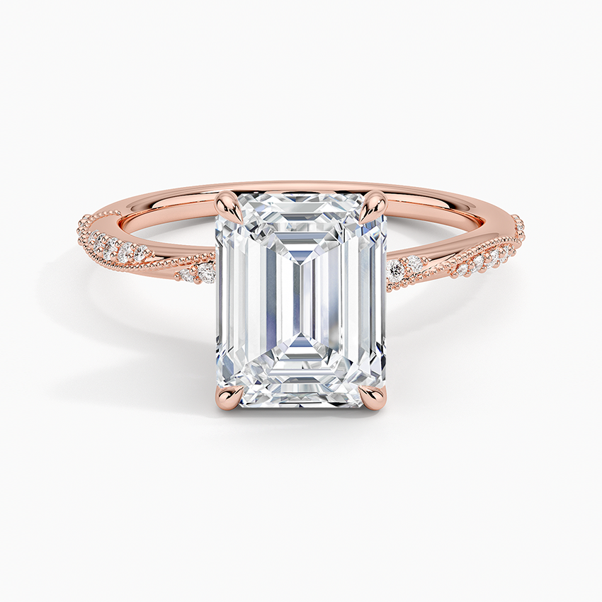 2.25 Karat Emerald Kesim Hidden Halo Tasarım Tektaş Laboratuvar Pırlanta Yüzük 18K - Melora