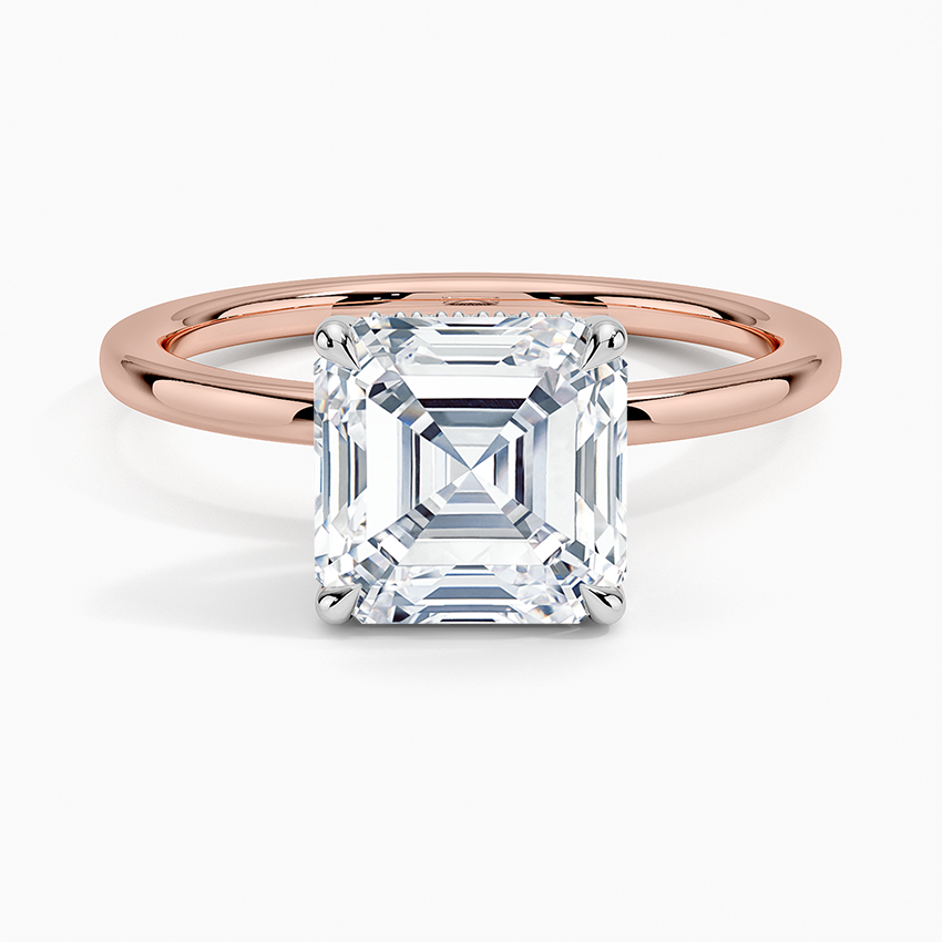 2.10 Karat Asscher Kesim Hidden Halo Tasarım Tektaş Laboratuvar Pırlanta Yüzük 18K - Elora