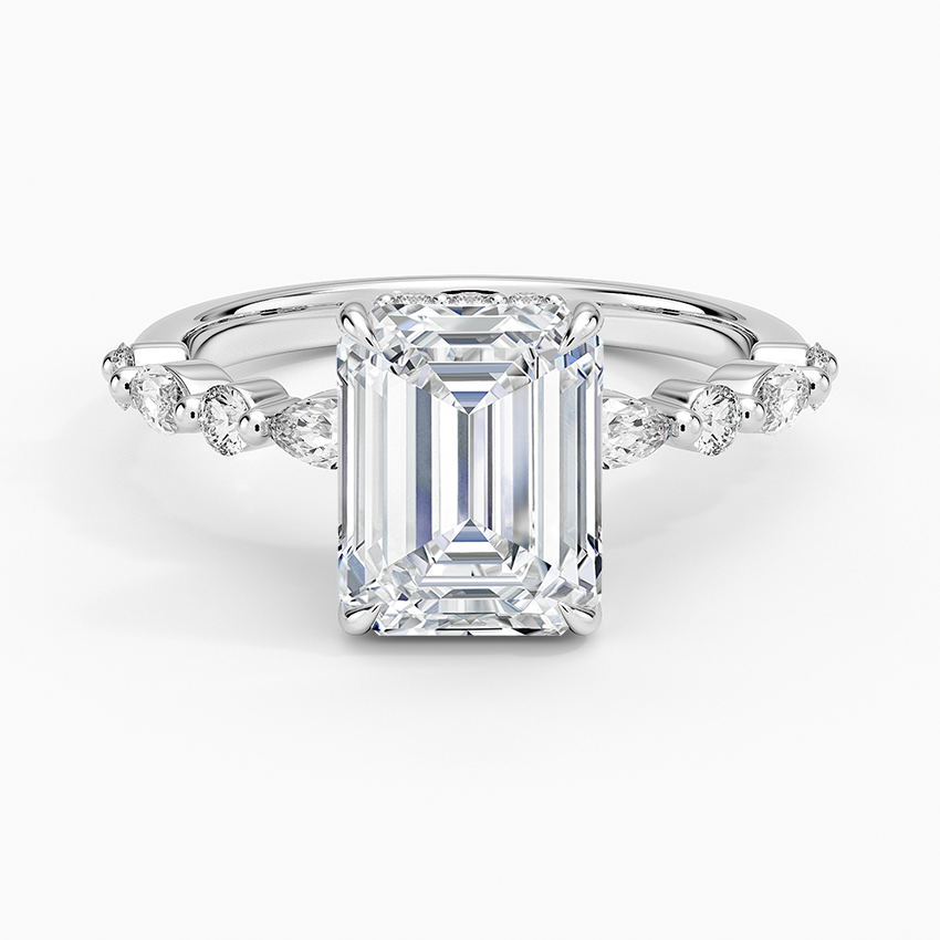 2.50 Karat Emerald Kesim Hidden Halo Tasarım Tektaş Laboratuvar Pırlanta Yüzük - Tokyo - Bold Diamonds