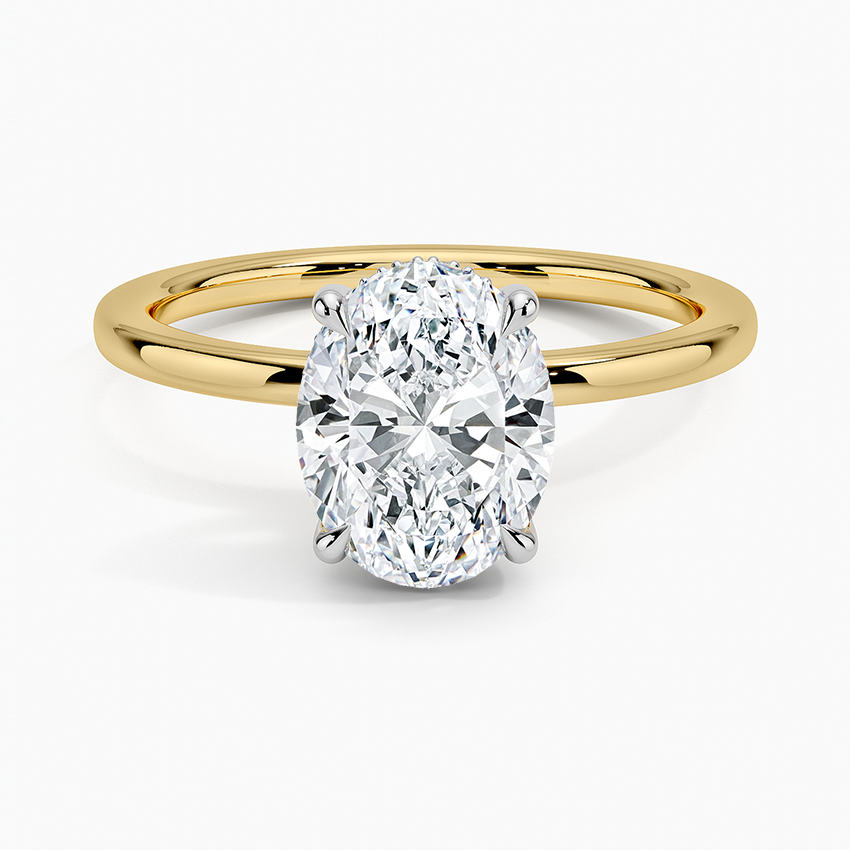 2.10 Karat Oval Kesim Hidden Halo Tasarım Tektaş Laboratuvar Pırlanta Yüzük 18K - Elora - Bold Diamonds