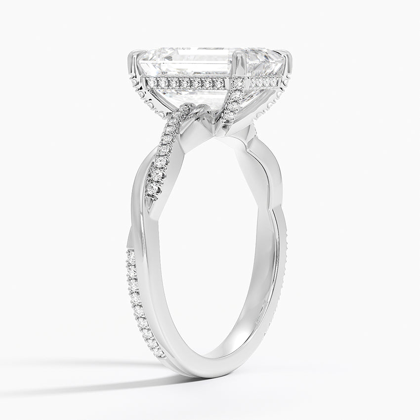 3.25 Karat Emerald Kesim Hidden Halo Tasarım Tektaş Laboratuvar Pırlanta Yüzük - Riga