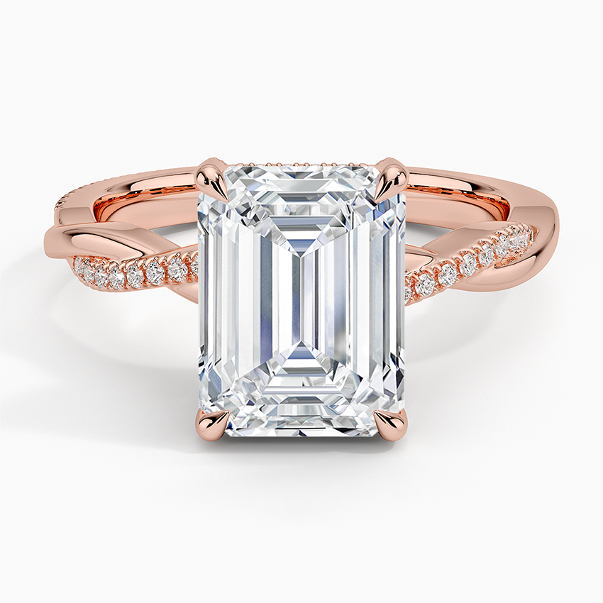 3.25 Karat Emerald Kesim Hidden Halo Tasarım Tektaş Laboratuvar Pırlanta Yüzük - Riga