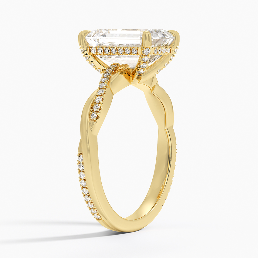 3.25 Karat Emerald Kesim Hidden Halo Tasarım Tektaş Laboratuvar Pırlanta Yüzük - Riga