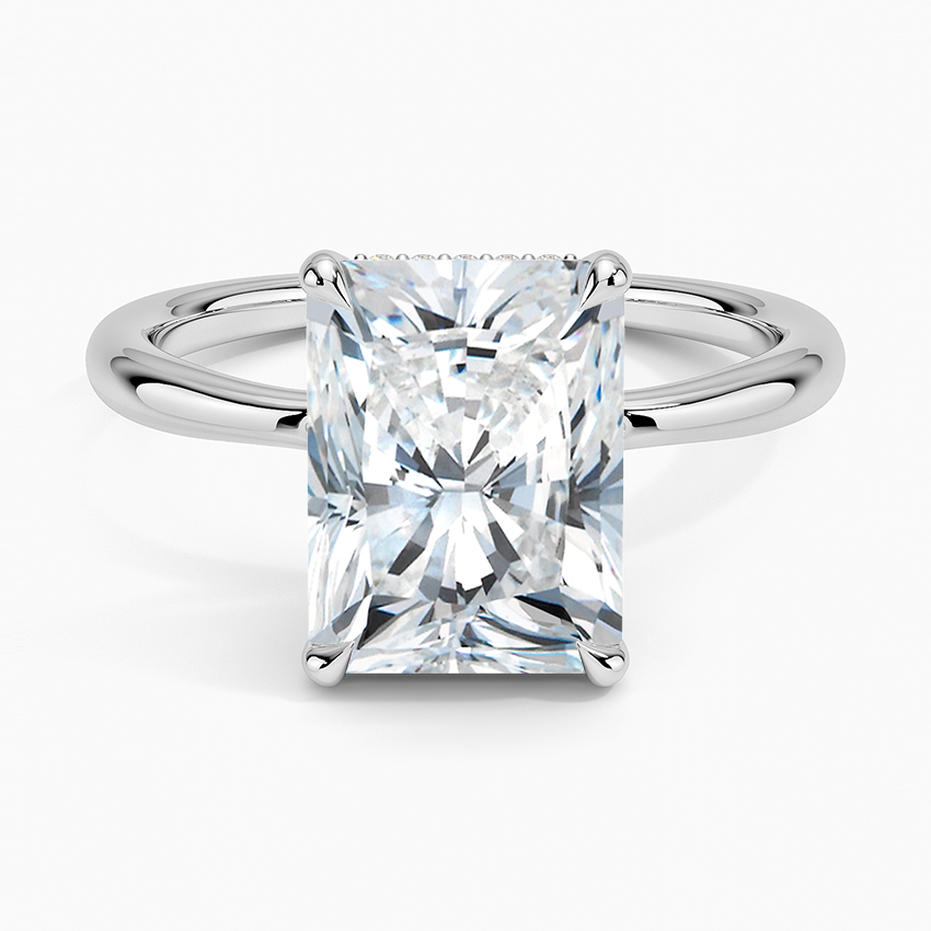3.10 Karat Radiant Kesim Hidden Halo Tasarım Tektaş Laboratuvar Pırlanta Yüzük 18K - Alvora - Bold Diamonds