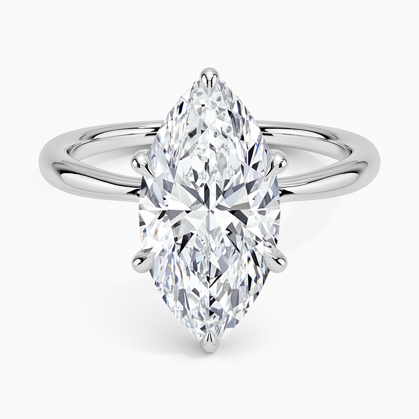 3.10 Karat Marquise Kesim Hidden Halo Tasarım Tektaş Laboratuvar Pırlanta Yüzük 18K - Alvora - Bold Diamonds