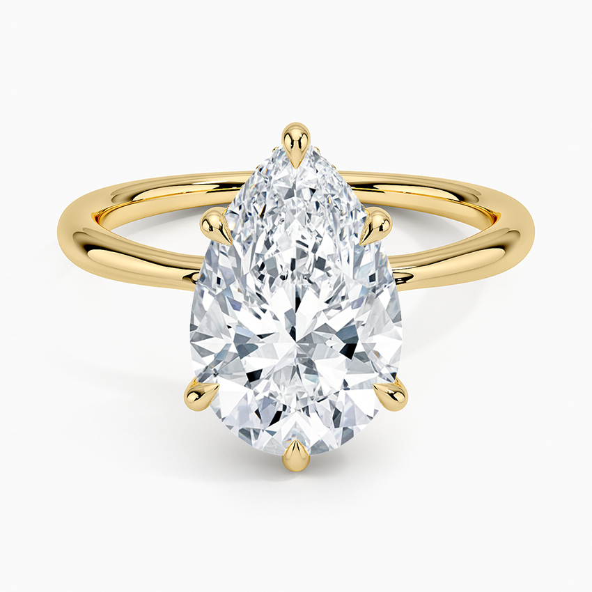 3.10 Karat Pear Kesim Hidden Halo Tasarım Tektaş Laboratuvar Pırlanta Yüzük 18K - Alvora - Bold Diamonds
