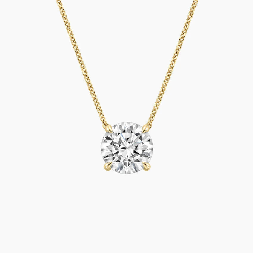 Yuvarlak Model 3.00 karat Yuvarlak Kesim Laboratuvar Pırlanta Kolye 18K - Bold Diamonds