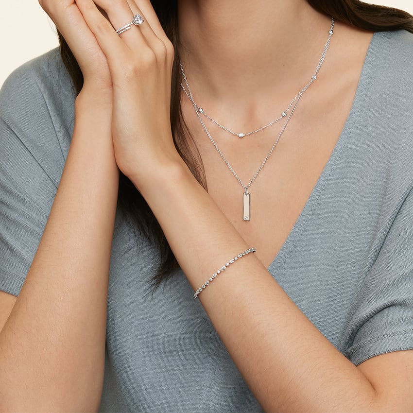 Pırlanta Yağmuru Model 3.00 Karat Markiz Kesim Laboratuvar Pırlanta Bileklik 18K - Bold Diamonds