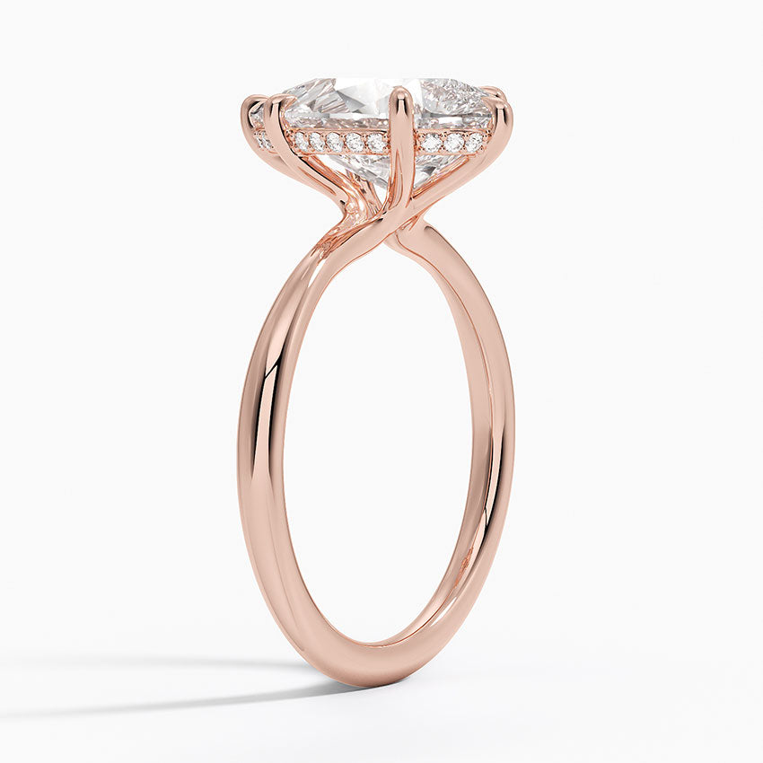 3.10 Karat Pear Kesim Hidden Halo Tasarım Tektaş Laboratuvar Pırlanta Yüzük 18K - Alvora - Bold Diamonds