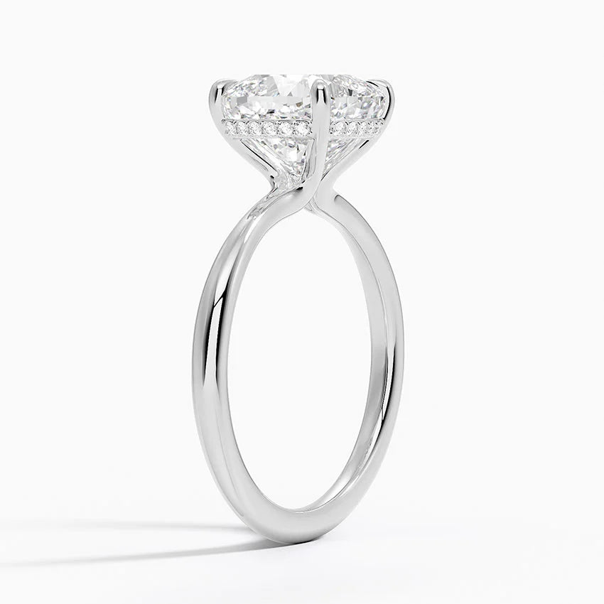 3.10 Karat Cushion Kesim Hidden Halo Tasarım Tektaş Laboratuvar Pırlanta Yüzük 18K - Alvora - Bold Diamonds
