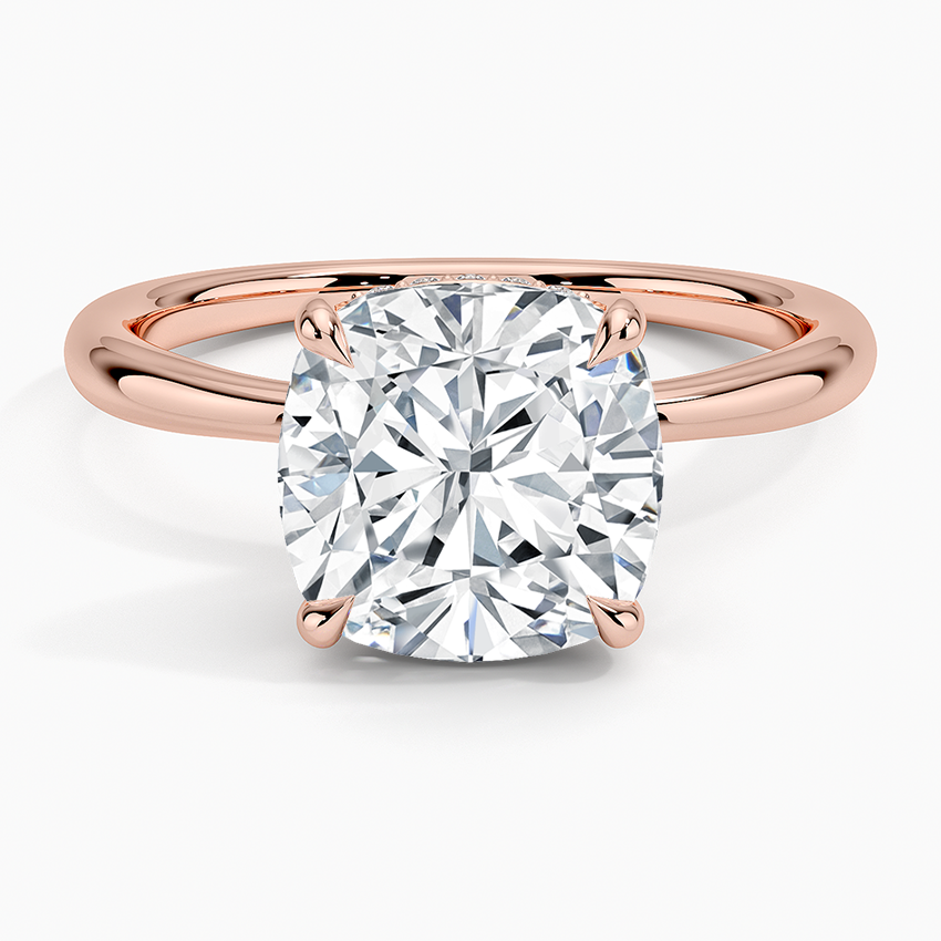 3.10 Karat Cushion Kesim Hidden Halo Tasarım Tektaş Laboratuvar Pırlanta Yüzük 18K - Alvora - Bold Diamonds