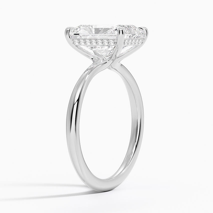 3.10 Karat Radiant Kesim Hidden Halo Tasarım Tektaş Laboratuvar Pırlanta Yüzük 18K - Alvora - Bold Diamonds