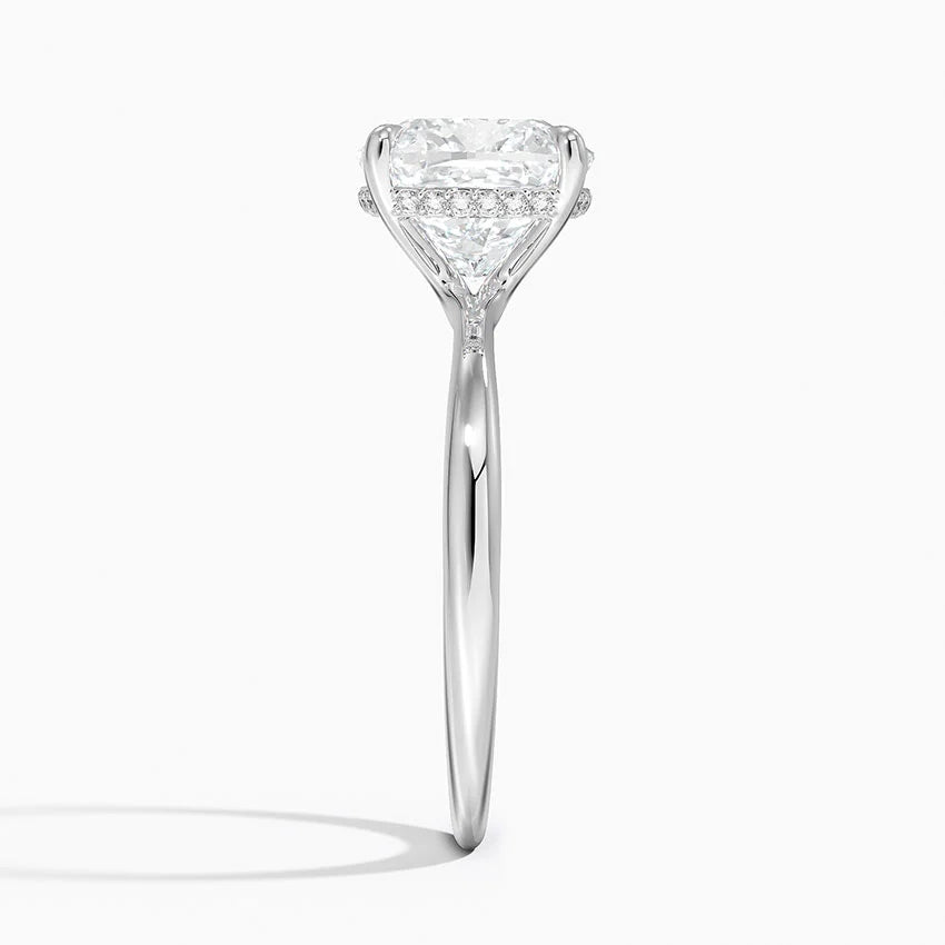 3.10 Karat Cushion Kesim Hidden Halo Tasarım Tektaş Laboratuvar Pırlanta Yüzük 18K - Alvora - Bold Diamonds