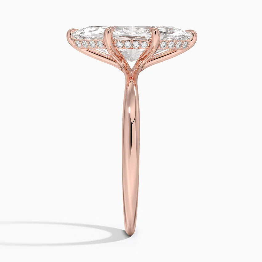 3.10 Karat Marquise Kesim Hidden Halo Tasarım Tektaş Laboratuvar Pırlanta Yüzük 18K - Alvora - Bold Diamonds