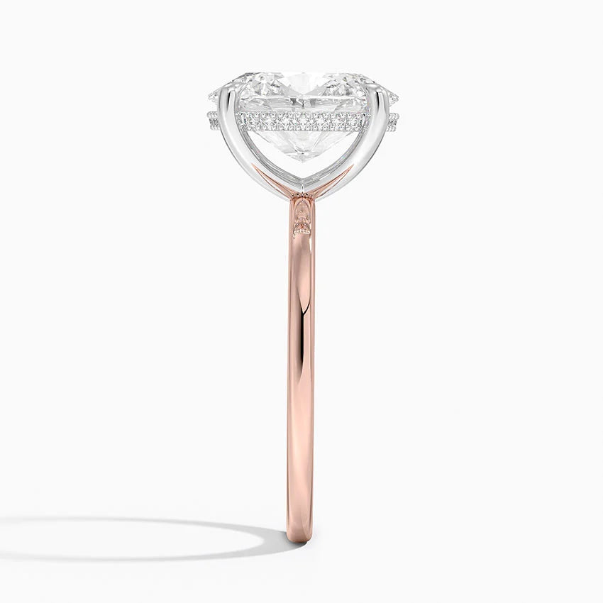 3.10 Karat Oval Kesim Hidden Halo Tasarım Tektaş Laboratuvar Pırlanta Yüzük 18K - Elora - Bold Diamonds