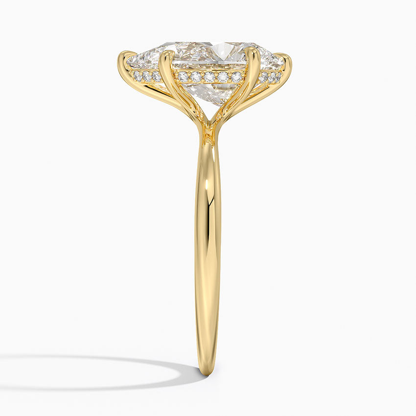 3.10 Karat Pear Kesim Hidden Halo Tasarım Tektaş Laboratuvar Pırlanta Yüzük 18K - Alvora - Bold Diamonds