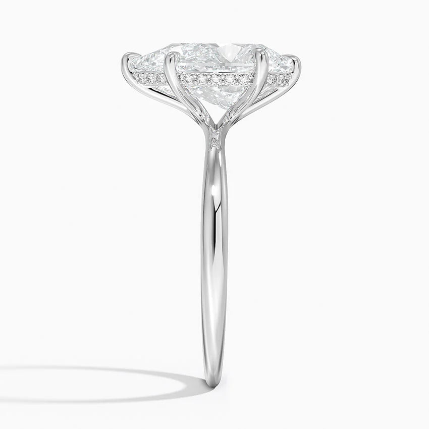 3.10 Karat Pear Kesim Hidden Halo Tasarım Tektaş Laboratuvar Pırlanta Yüzük 18K - Alvora - Bold Diamonds