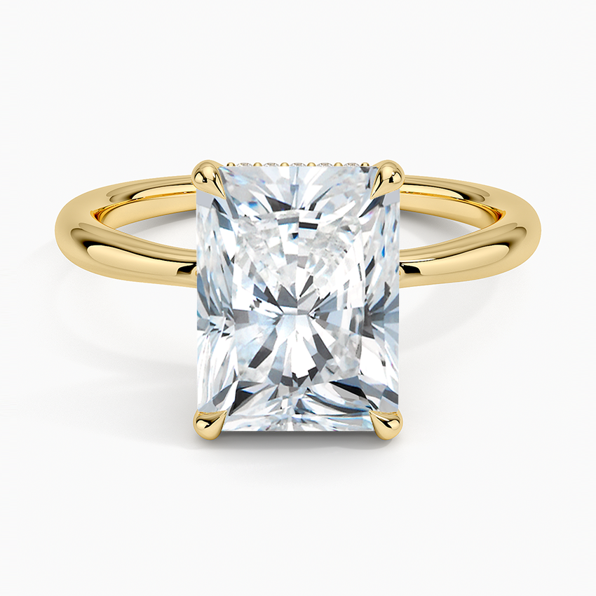3.10 Karat Radiant Kesim Hidden Halo Tasarım Tektaş Laboratuvar Pırlanta Yüzük 18K - Alvora - Bold Diamonds