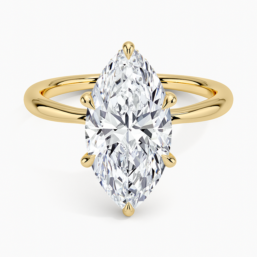 3.10 Karat Marquise Kesim Hidden Halo Tasarım Tektaş Laboratuvar Pırlanta Yüzük 18K - Alvora - Bold Diamonds