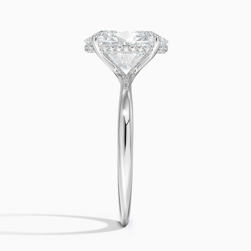 3.10 Karat Oval Kesim Hidden Halo Tasarım Tektaş Laboratuvar Pırlanta Yüzük 18K - Alvora - Bold Diamonds