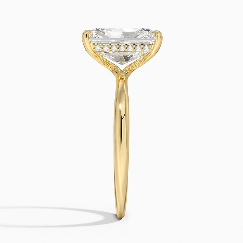 3.10 Karat Radiant Kesim Hidden Halo Tasarım Tektaş Laboratuvar Pırlanta Yüzük 18K - Alvora - Bold Diamonds