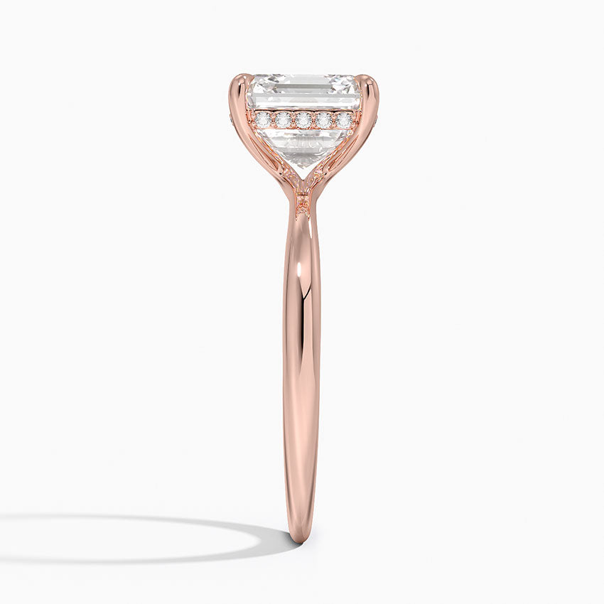 3.10 Karat Asscher Kesim Hidden Halo Tasarım Tektaş Laboratuvar Pırlanta Yüzük 18K - Alvora - Bold Diamonds