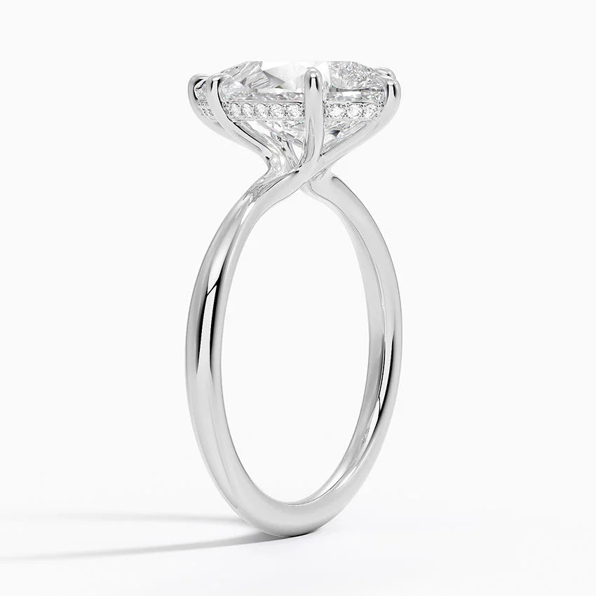 3.10 Karat Pear Kesim Hidden Halo Tasarım Tektaş Laboratuvar Pırlanta Yüzük 18K - Alvora - Bold Diamonds