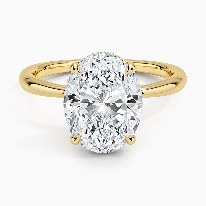 3.10 Karat Oval Kesim Hidden Halo Tasarım Tektaş Laboratuvar Pırlanta Yüzük 18K - Alvora - Bold Diamonds