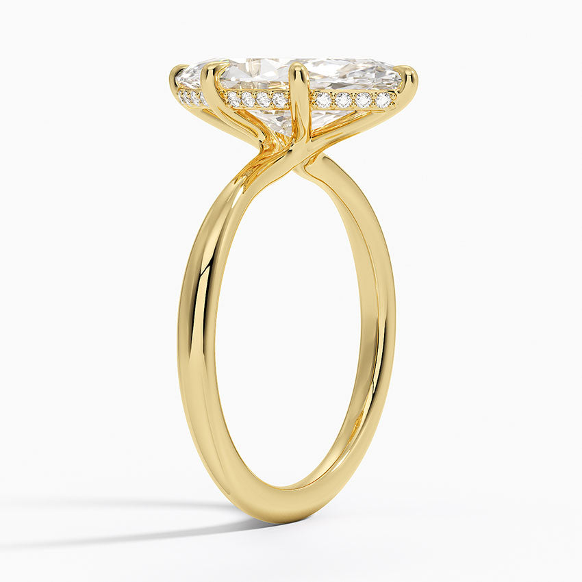 3.10 Karat Marquise Kesim Hidden Halo Tasarım Tektaş Laboratuvar Pırlanta Yüzük 18K - Alvora - Bold Diamonds