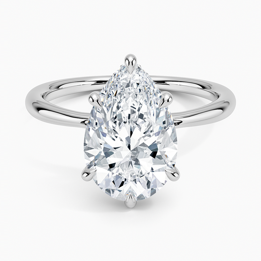 3.10 Karat Pear Kesim Hidden Halo Tasarım Tektaş Laboratuvar Pırlanta Yüzük 18K - Alvora - Bold Diamonds