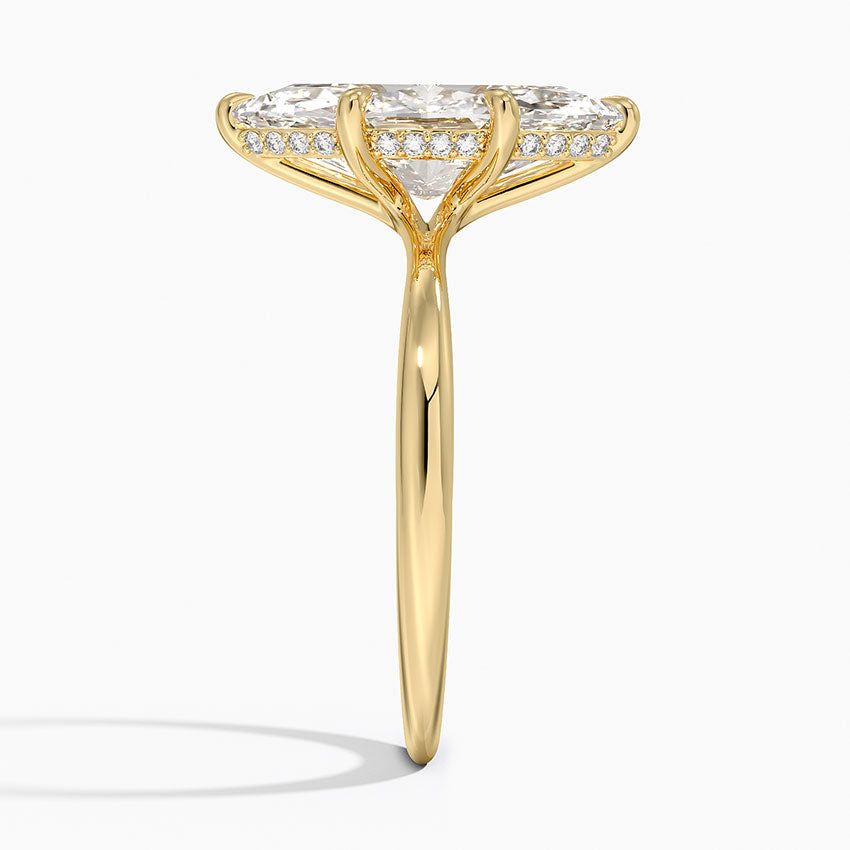 3.10 Karat Marquise Kesim Hidden Halo Tasarım Tektaş Laboratuvar Pırlanta Yüzük 18K - Alvora - Bold Diamonds