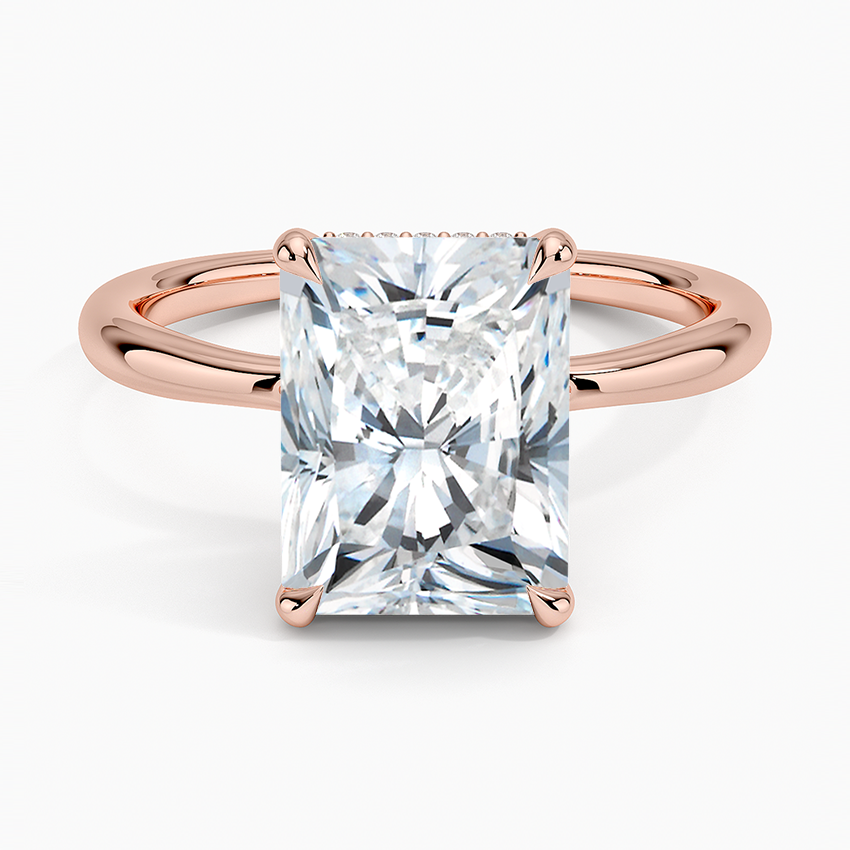 3.10 Karat Radiant Kesim Hidden Halo Tasarım Tektaş Laboratuvar Pırlanta Yüzük 18K - Alvora - Bold Diamonds