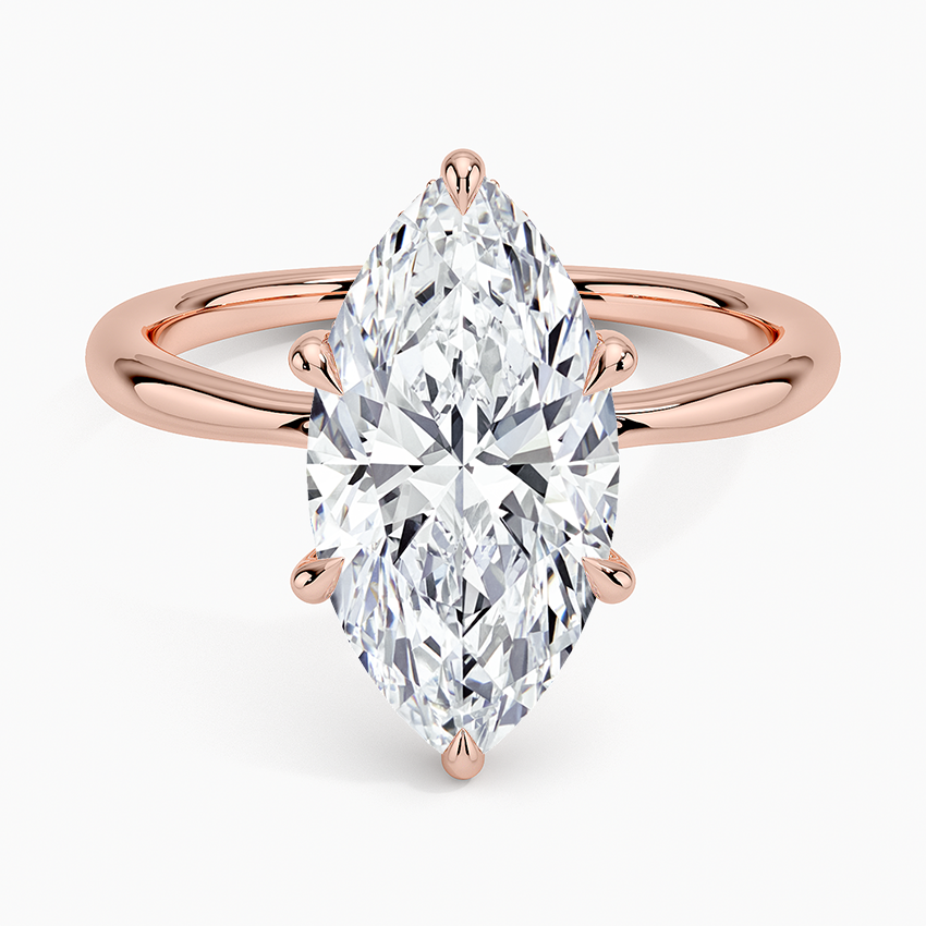 3.10 Karat Marquise Kesim Hidden Halo Tasarım Tektaş Laboratuvar Pırlanta Yüzük 18K - Alvora - Bold Diamonds