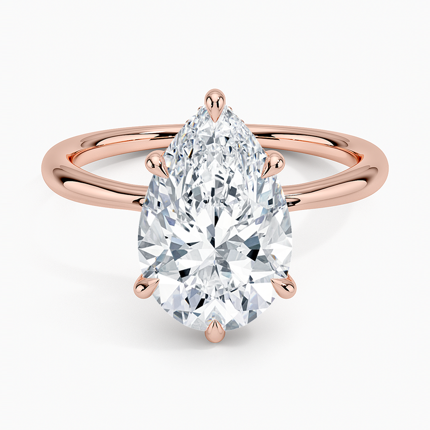 3.10 Karat Pear Kesim Hidden Halo Tasarım Tektaş Laboratuvar Pırlanta Yüzük 18K - Alvora - Bold Diamonds