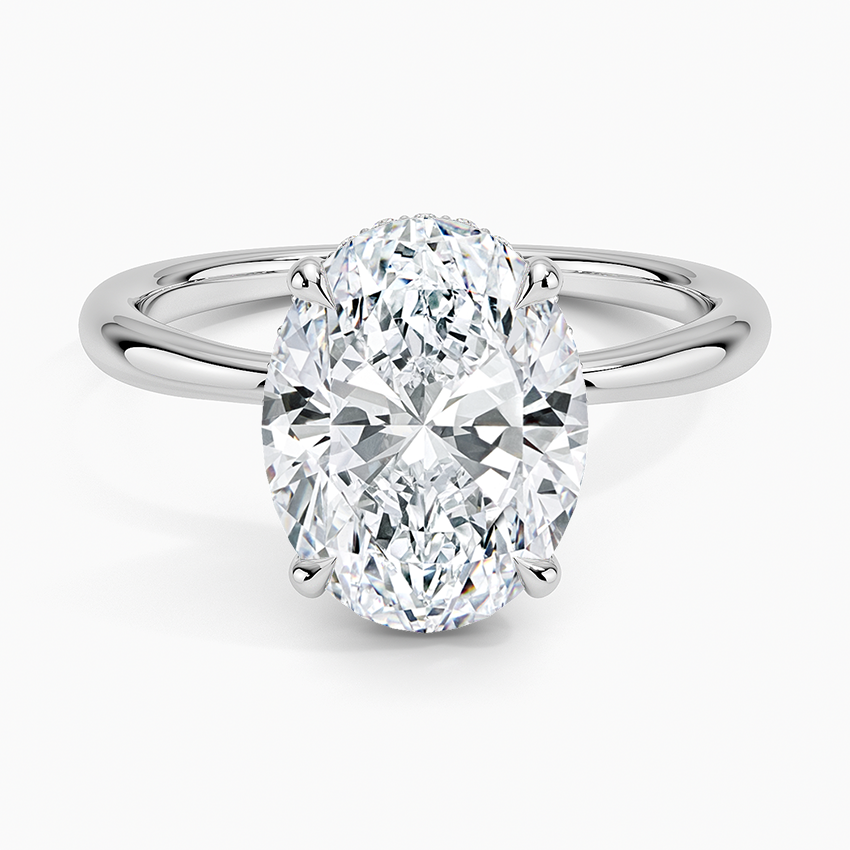 3.10 Karat Oval Kesim Hidden Halo Tasarım Tektaş Laboratuvar Pırlanta Yüzük 18K - Alvora - Bold Diamonds