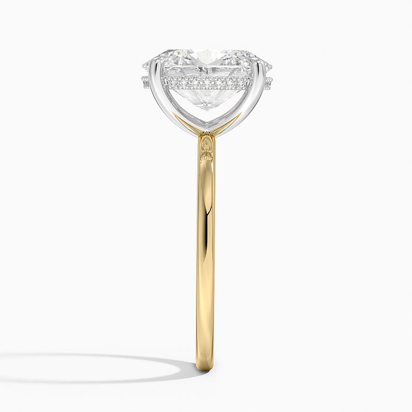 3.10 Karat Oval Kesim Hidden Halo Tasarım Tektaş Laboratuvar Pırlanta Yüzük 18K - Elora - Bold Diamonds
