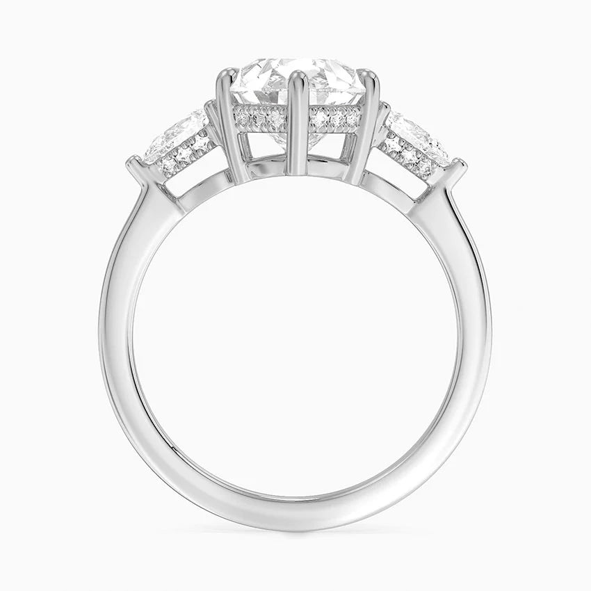 3.50 Damla Kesim Hidden Halo Tasarım Tektaş Laboratuvar Pırlanta Yüzük - Nilora