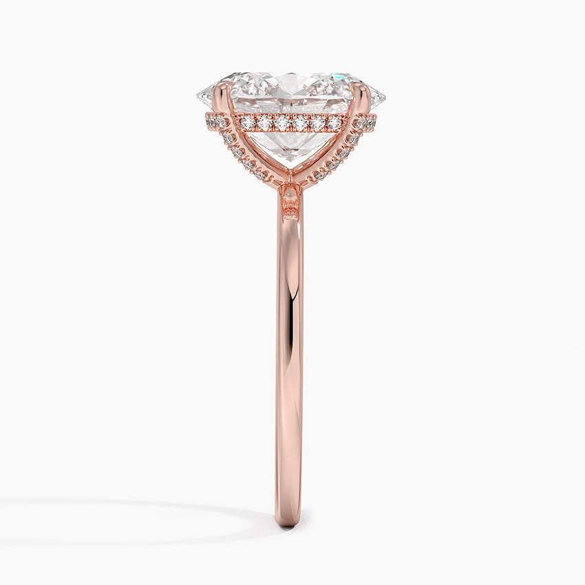 3.15 Karat Oval Kesim Hidden Halo Tasarım Tektaş Laboratuvar Pırlanta Yüzük - Gilora - Bold Diamonds
