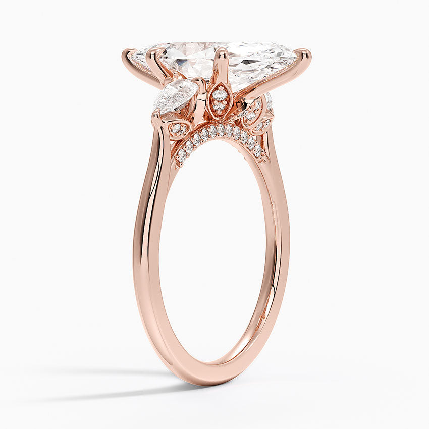 3.75 Karat Marquise Kesim Hidden Halo Tasarım Tektaş Laboratuvar Pırlanta Yüzük - Verona